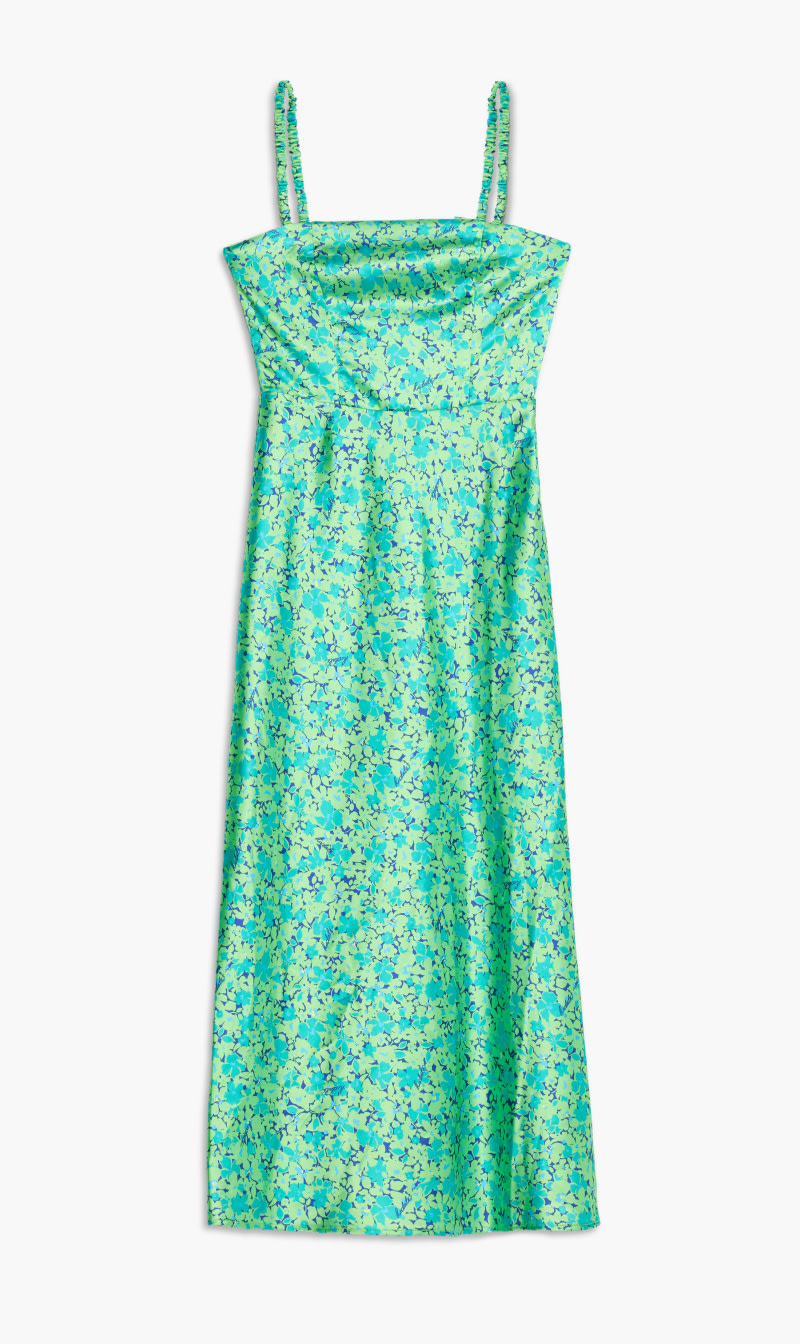 

Rotate Birger Christensen Green Gobi Midi Slip Dress for Women | The Deal Outlet