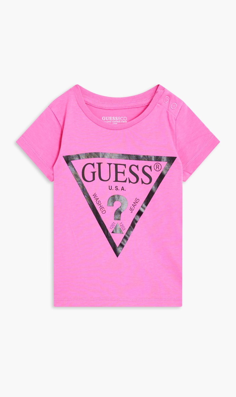 

Guess Pink Logo Crew Neck Tshirt for Girls | The Deal Outlet