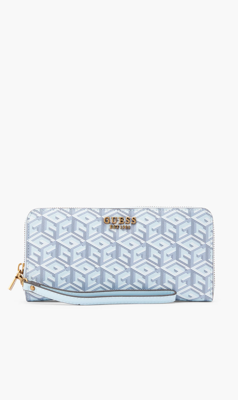 

Guess Blue Laurel Zip Around Wallet for Women | The Deal Outlet