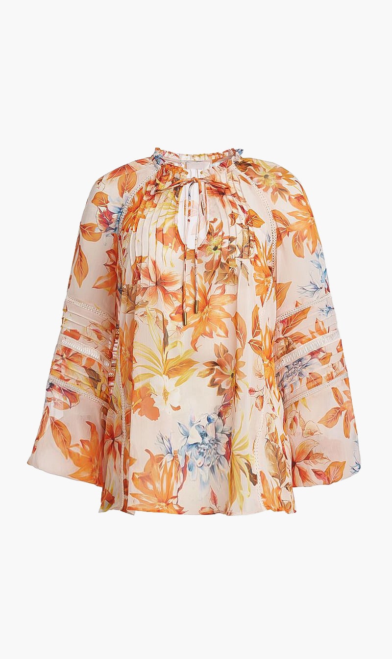 

Guess Orange Florat Print Trim Top for Women | The Deal Outlet