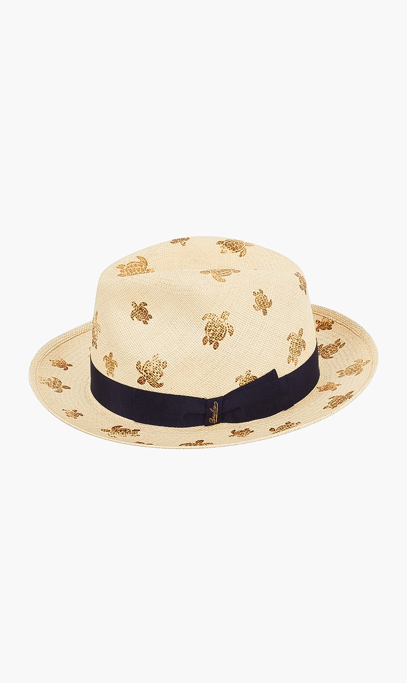 

Printed Straw Hat, Beige