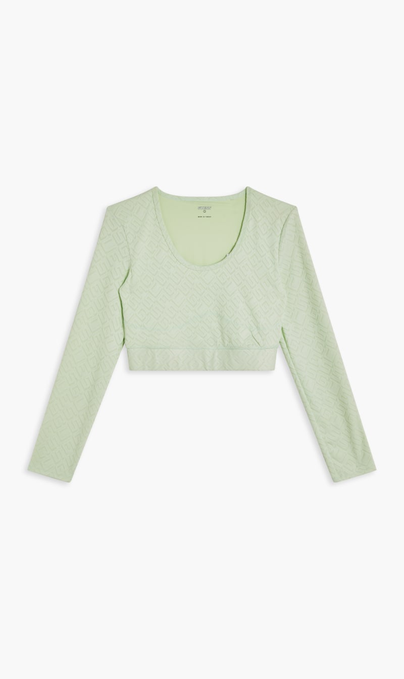 

Guess Green Dana Ls Crop Top for Women | The Deal Outlet