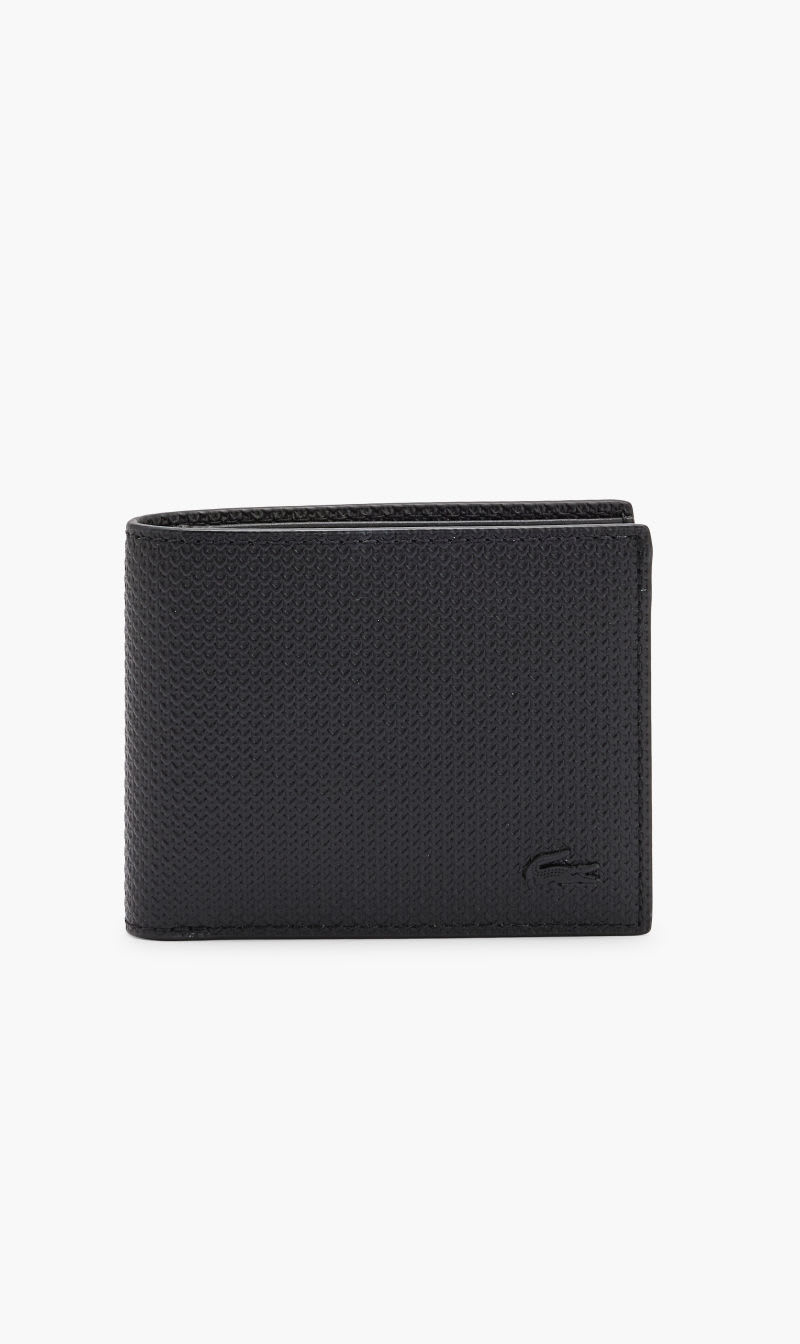 

Lacoste Black Textured Id Slot And Bifold Wallet for Men | The Deal Outlet