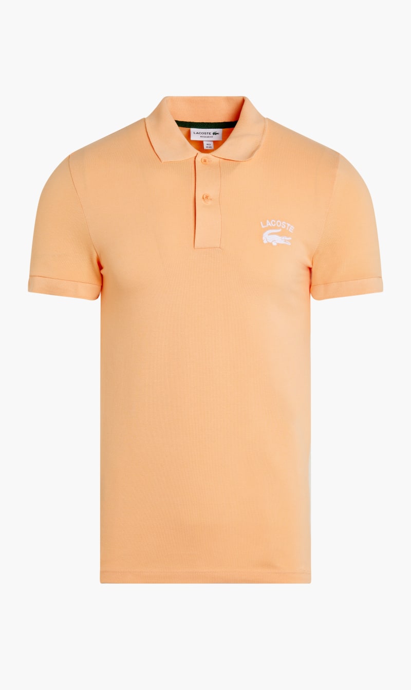 

Lacoste Orange Short Sleeved Ribbed Collar Shirt for Men | The Deal Outlet