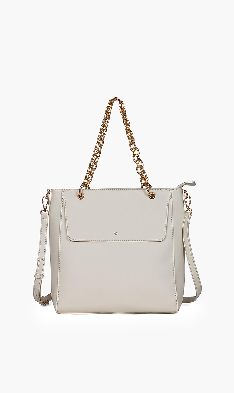 

Solid Leather Shoulder Bag, White