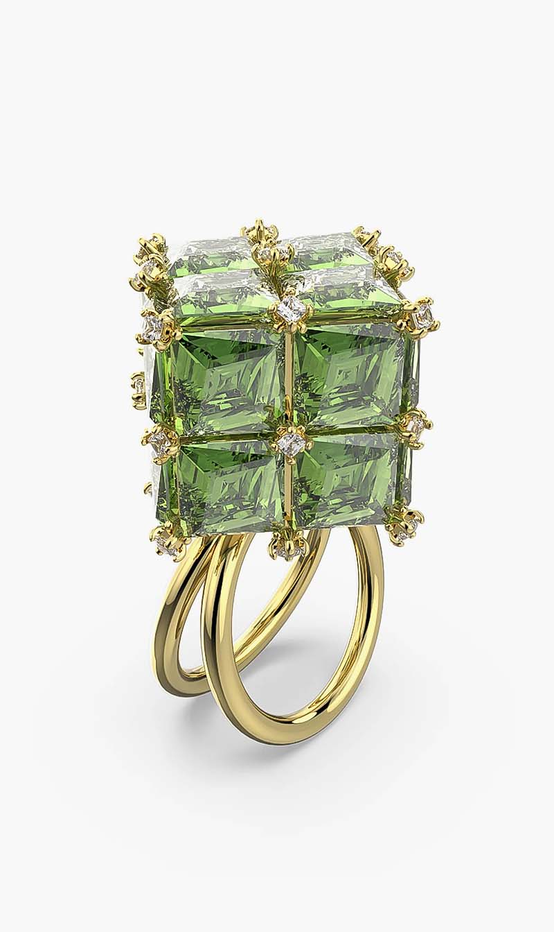 

Swarovski Curiosa Cocktail Ring, Square, Green, Gold-tone Plated