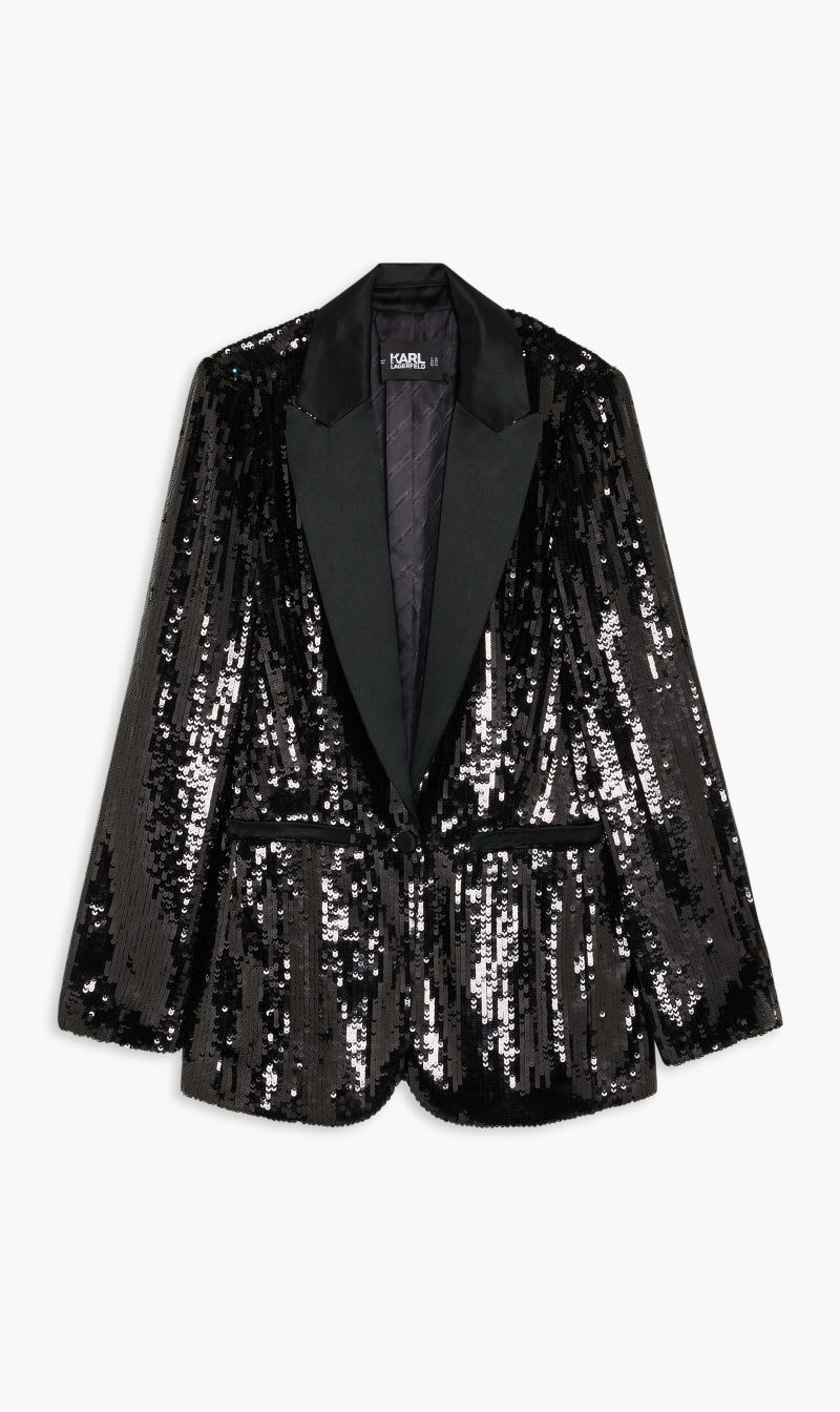 

Karl Lagerfeld Black Sequin Evening Blazer for Women | The Deal Outlet