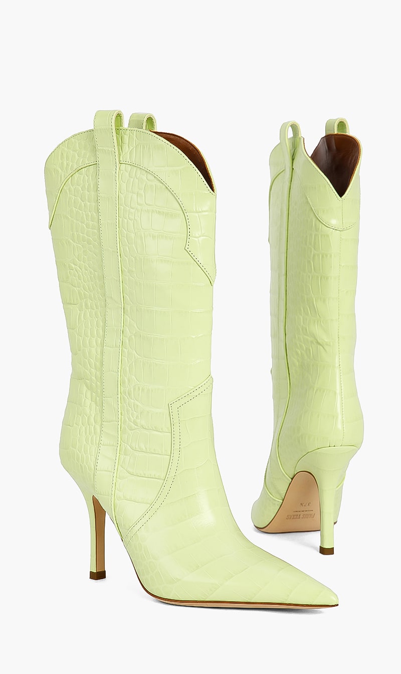 

Paris Texas Yellow Paloma Mid Calf Boot for Women | The Deal Outlet