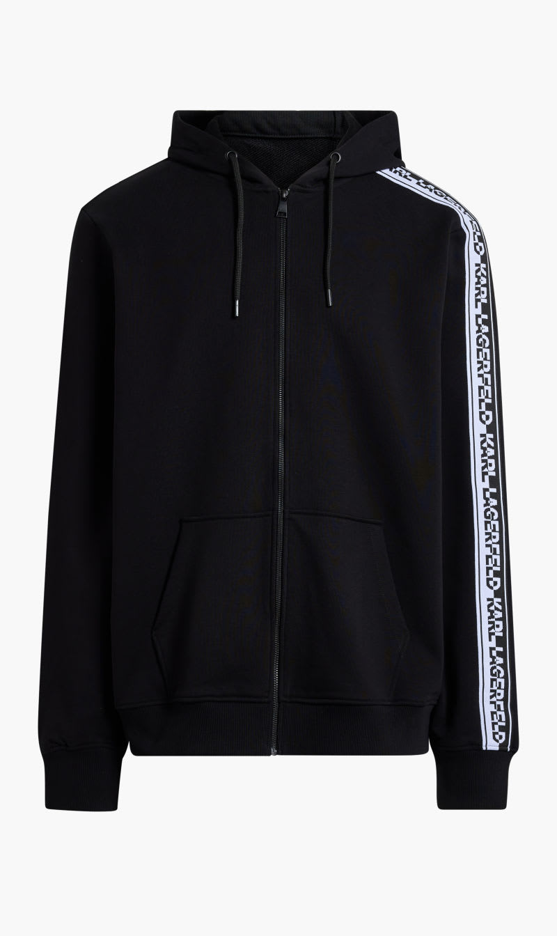 

Karl Lagerfeld Black Logo Knit Tape Zip-up Hoodie for Men | The Deal Outlet