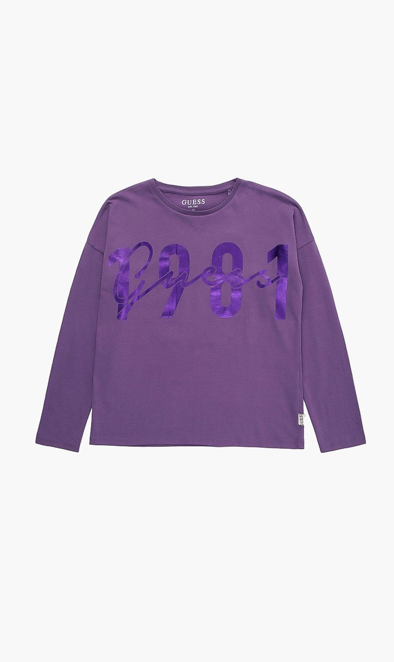 

Guess Purple Printed Long Sleeves Tshirt for Girls | The Deal Outlet