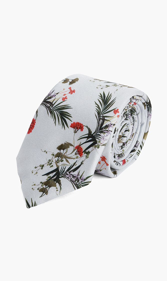 

Floral Print Silk Tie