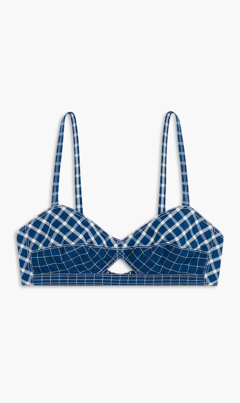 

Tory Burch Blue Picnic Plaid Bra Top for Women | The Deal Outlet