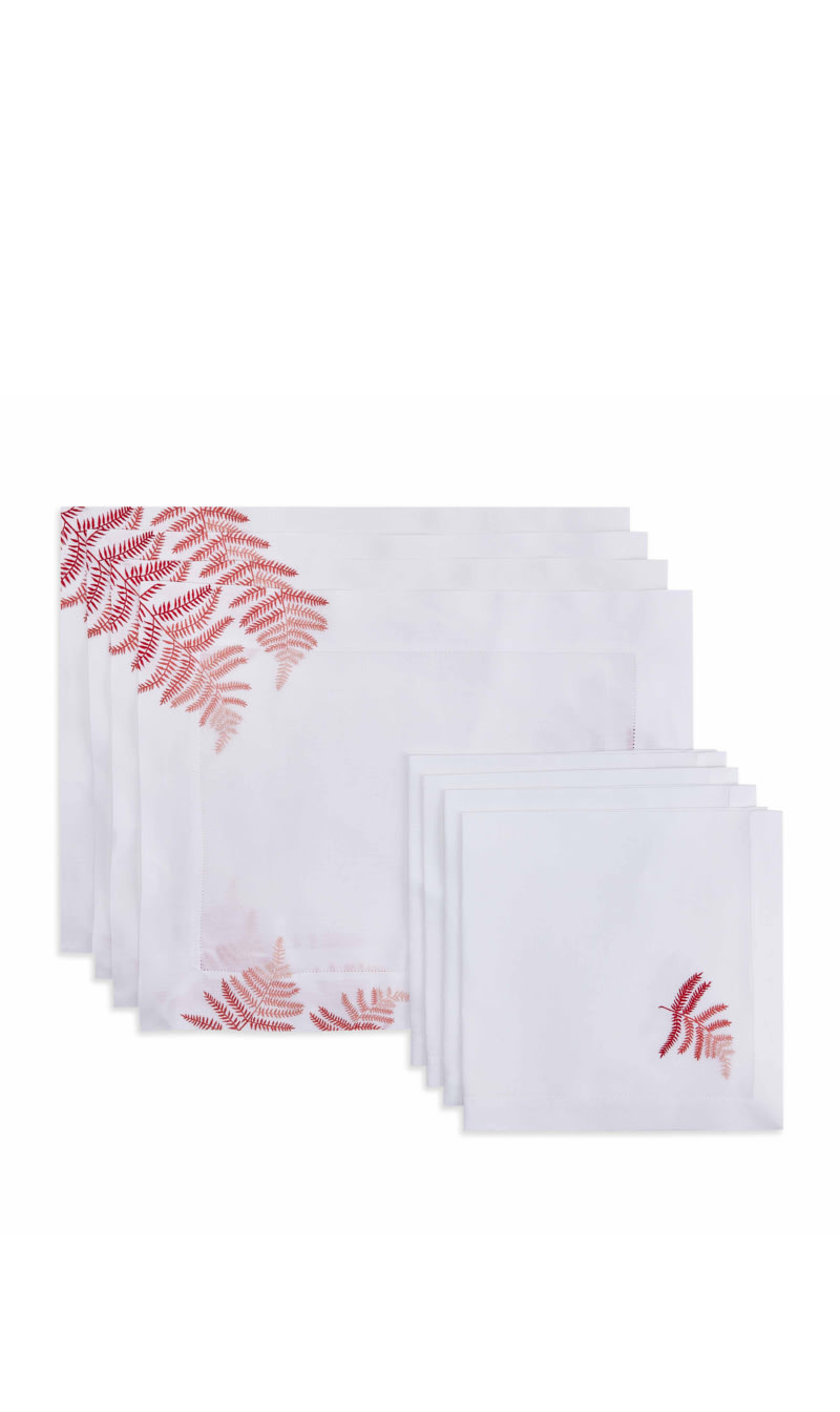 

Atelier Houria Tazi Pink Fougeres Set Of 4 Placemats & Napkins | The Deal Outlet