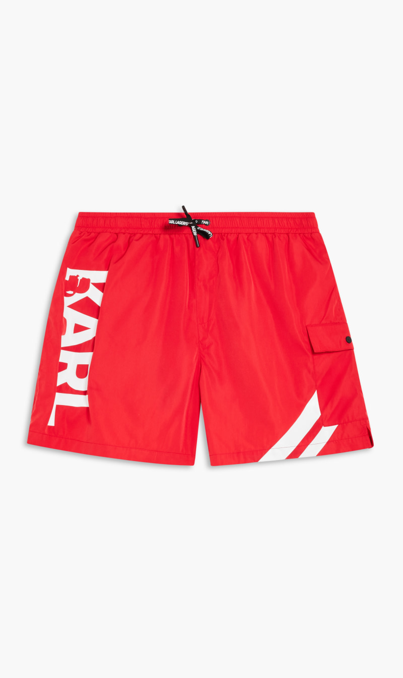 

Karl Lagerfeld Red Med Boardshorts With Stripes for Men | The Deal Outlet