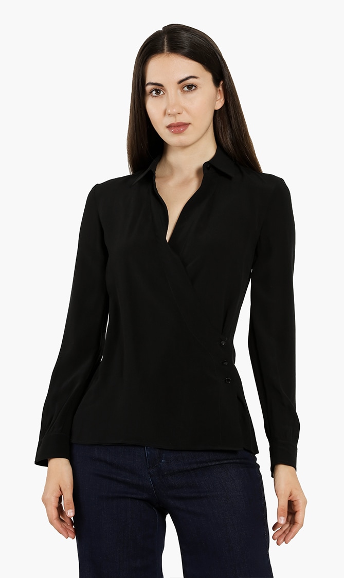 

Emporio Armani Silk Wrap Long Sleeves Shirt