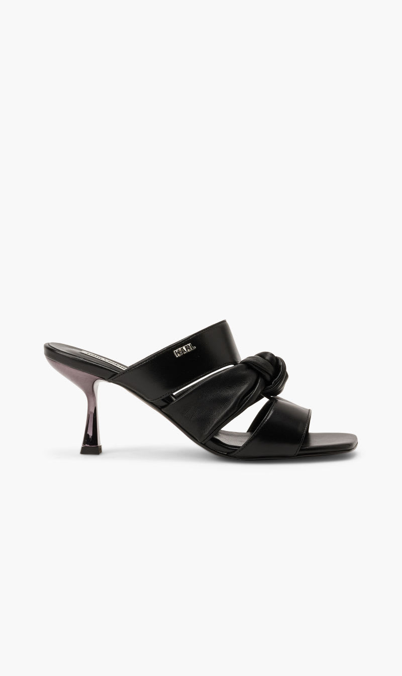 

Karl Lagerfeld Black Panache Triple Strap Sandal for Women | The Deal Outlet