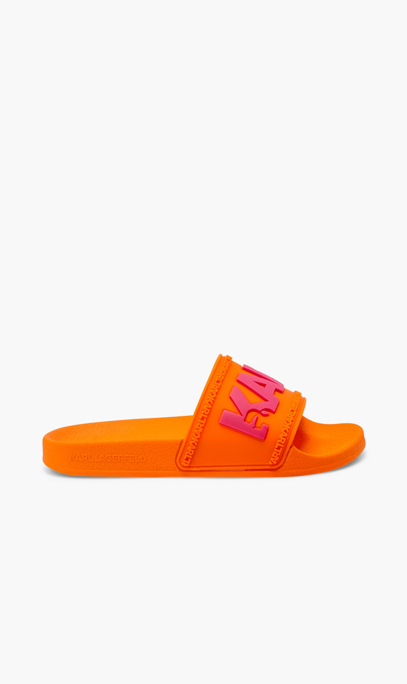 

Karl Lagerfeld Orange Kondo Karl Logo Slide for Women | The Deal Outlet