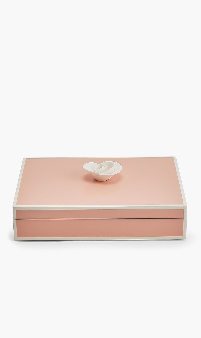 

Pacific Connections Pink Paris Pink Rectangular Box With White Flower Handle | The Deal Outlet