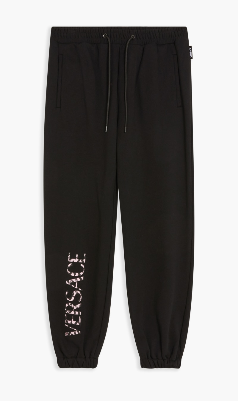 

Sweatpant Cotton Sweat Fabric With Versace Cut Out Monogram Embroidery, Black