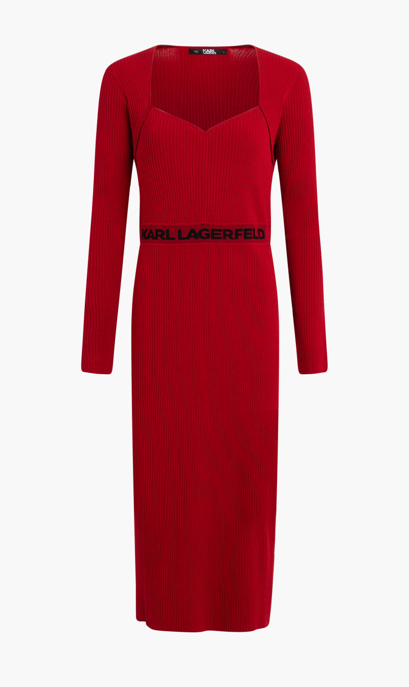 

Karl Lagerfeld Red Lslv Logo Knit Dress for Women | The Deal Outlet