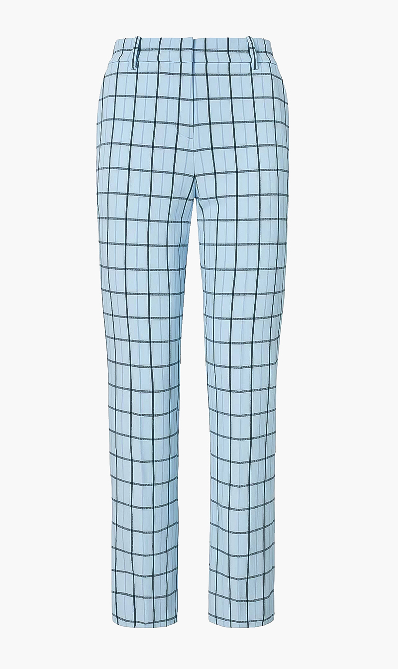 

Tory Burch Blue Chequered Belted Pants for Women | The Deal Outlet