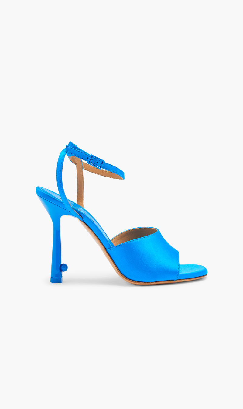 

Off-white Blue Pop Pearl Satin High Sandal for Women | The Deal Outlet