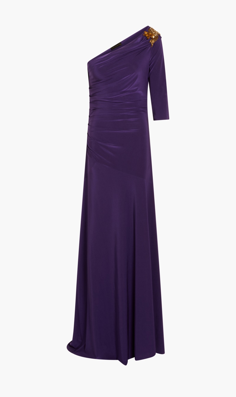 

Tuvanam Purple Embellished Jersey Dress for Women | The Deal Outlet