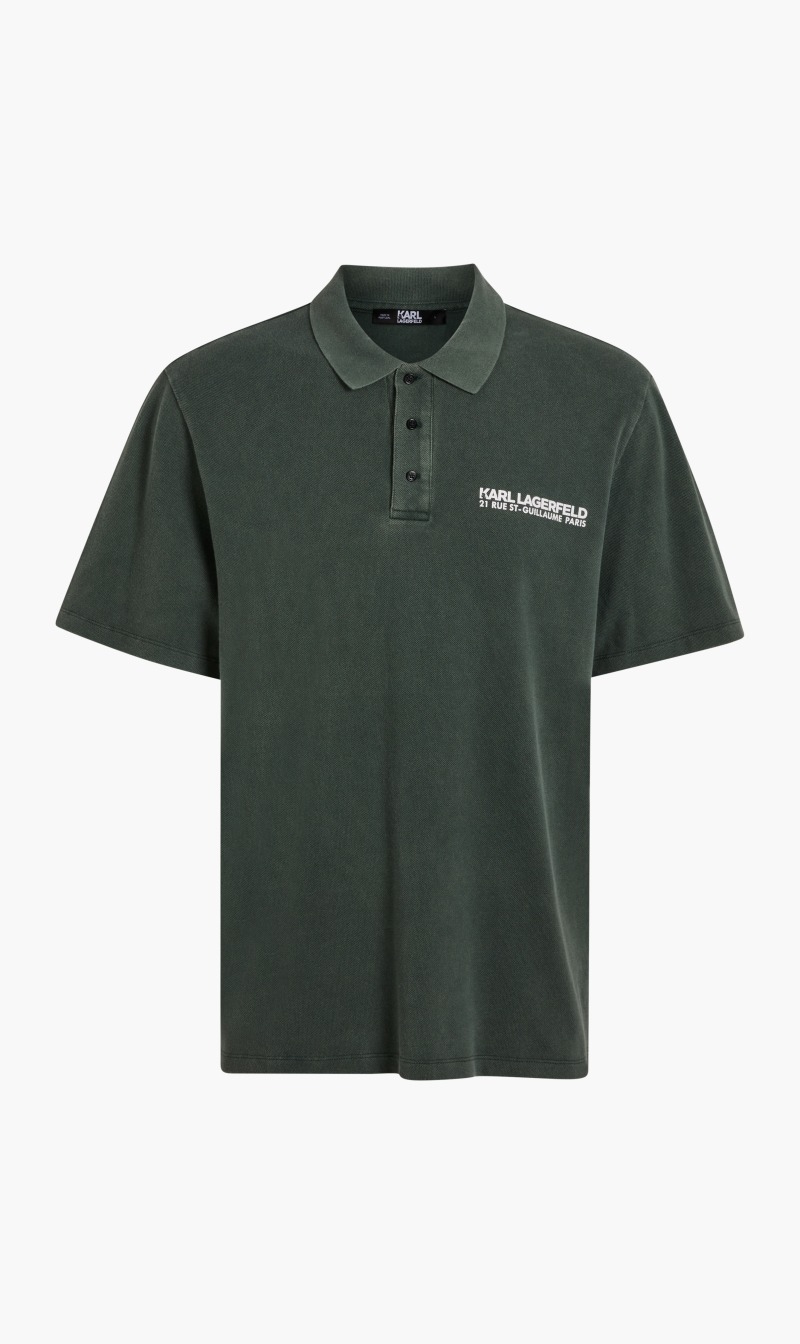 

Karl Lagerfeld Green Rsg Washed Polo for Men | The Deal Outlet