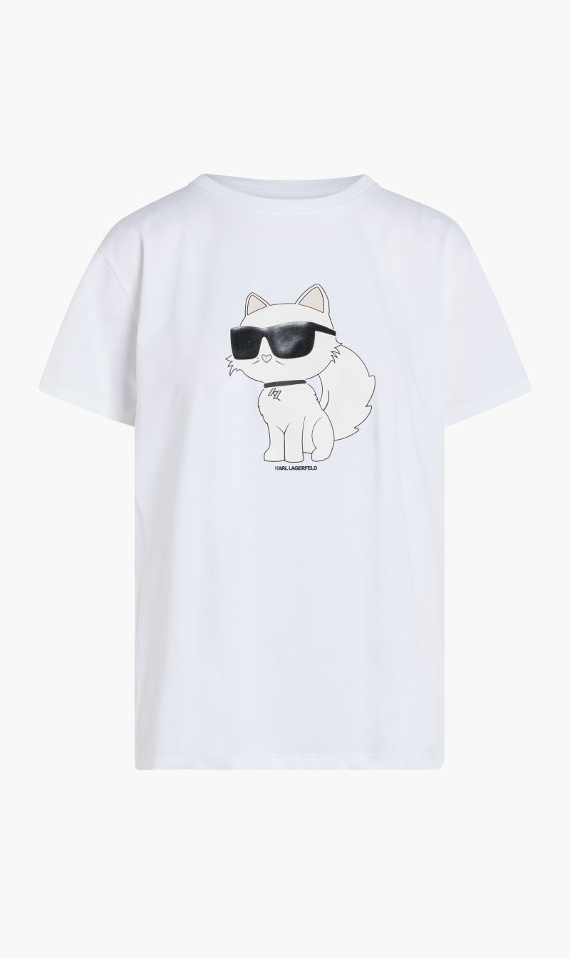 

Karl Lagerfeld White Ikonik 20 Choupette T-shirt for Women | The Deal Outlet