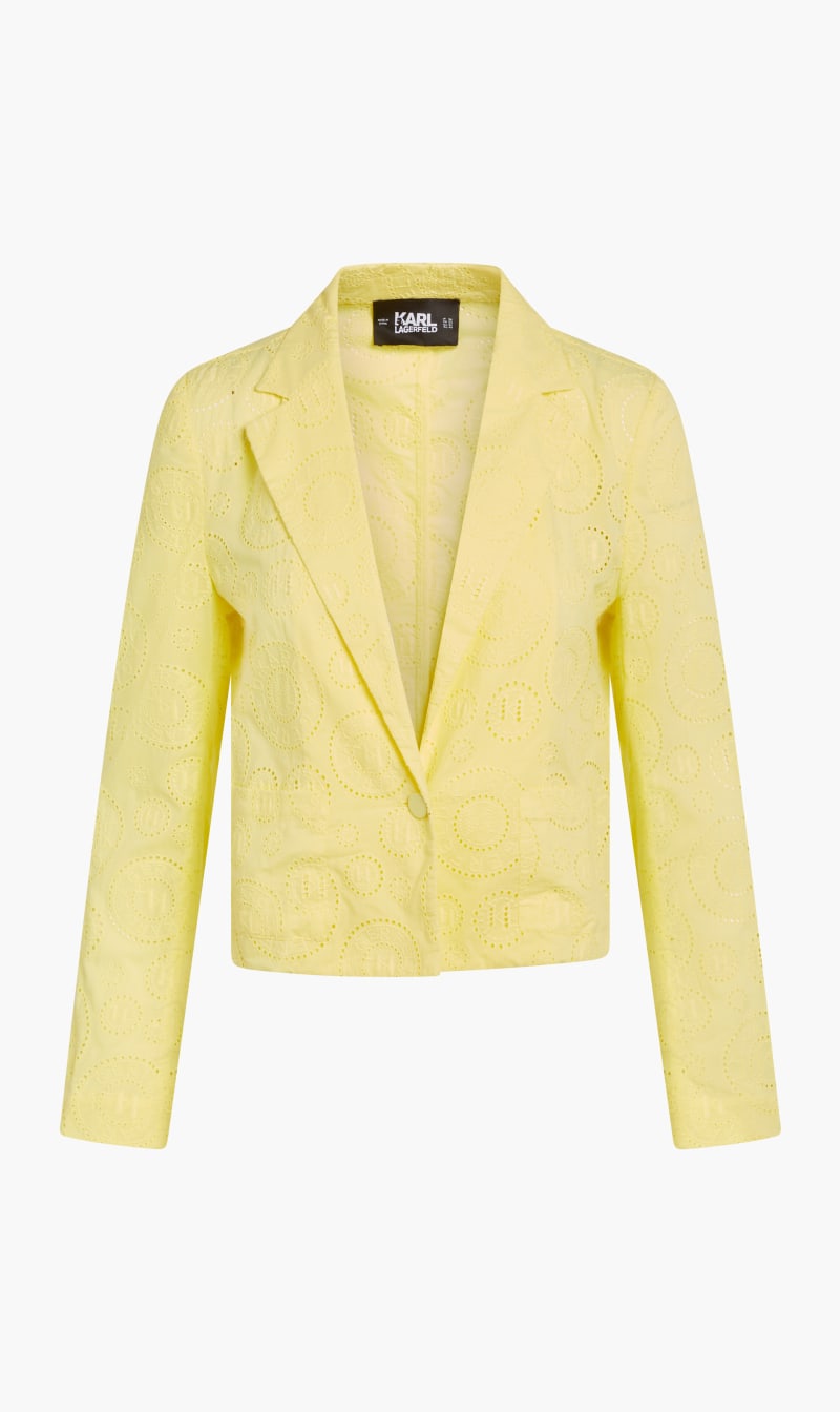 

Karl Lagerfeld Yellow Broderie Anglaise Blazer for Women | The Deal Outlet