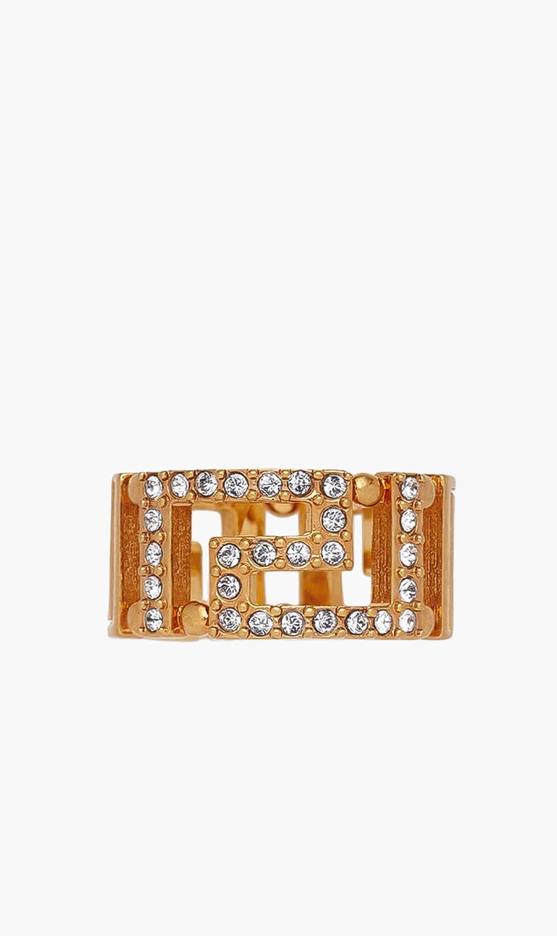 

Crystal Logo Ring, Gold