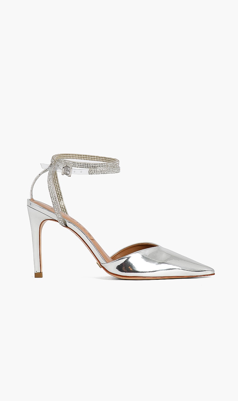 

Metallic Slingback Heels, Silver