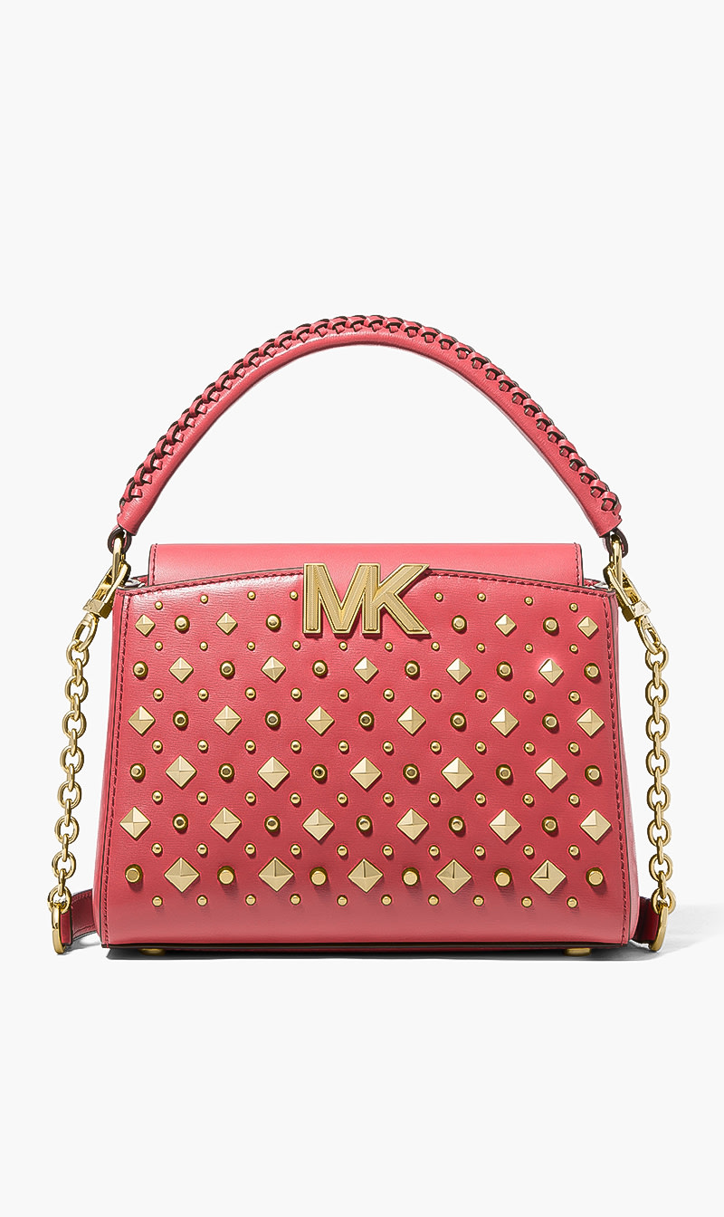 

Karlie Leather Studded Crossbody Bag, Pink