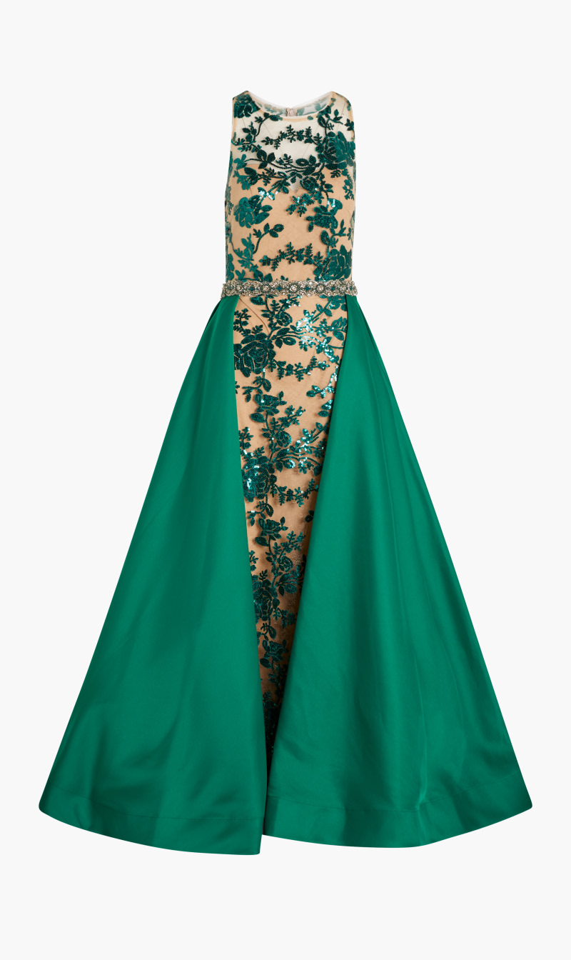 

Over Skirt Prom Dress, Green