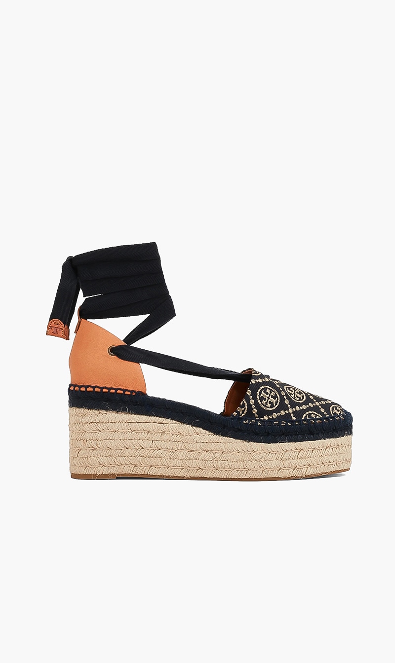 

Tory Burch Black Inverse Hazel Monogram Espadrille for Women | The Deal Outlet