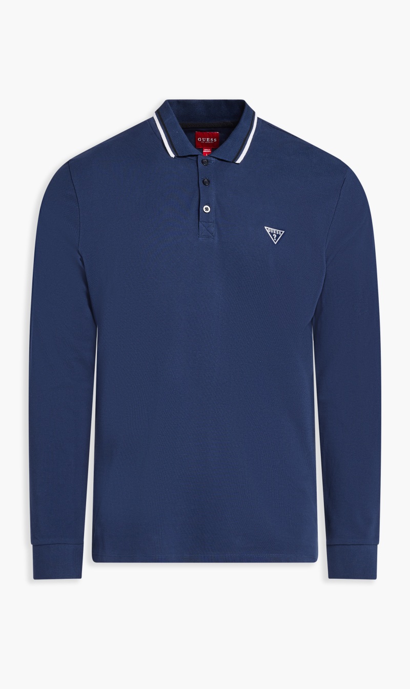 

Guess Blue Alloy Ls Polo for Men | The Deal Outlet