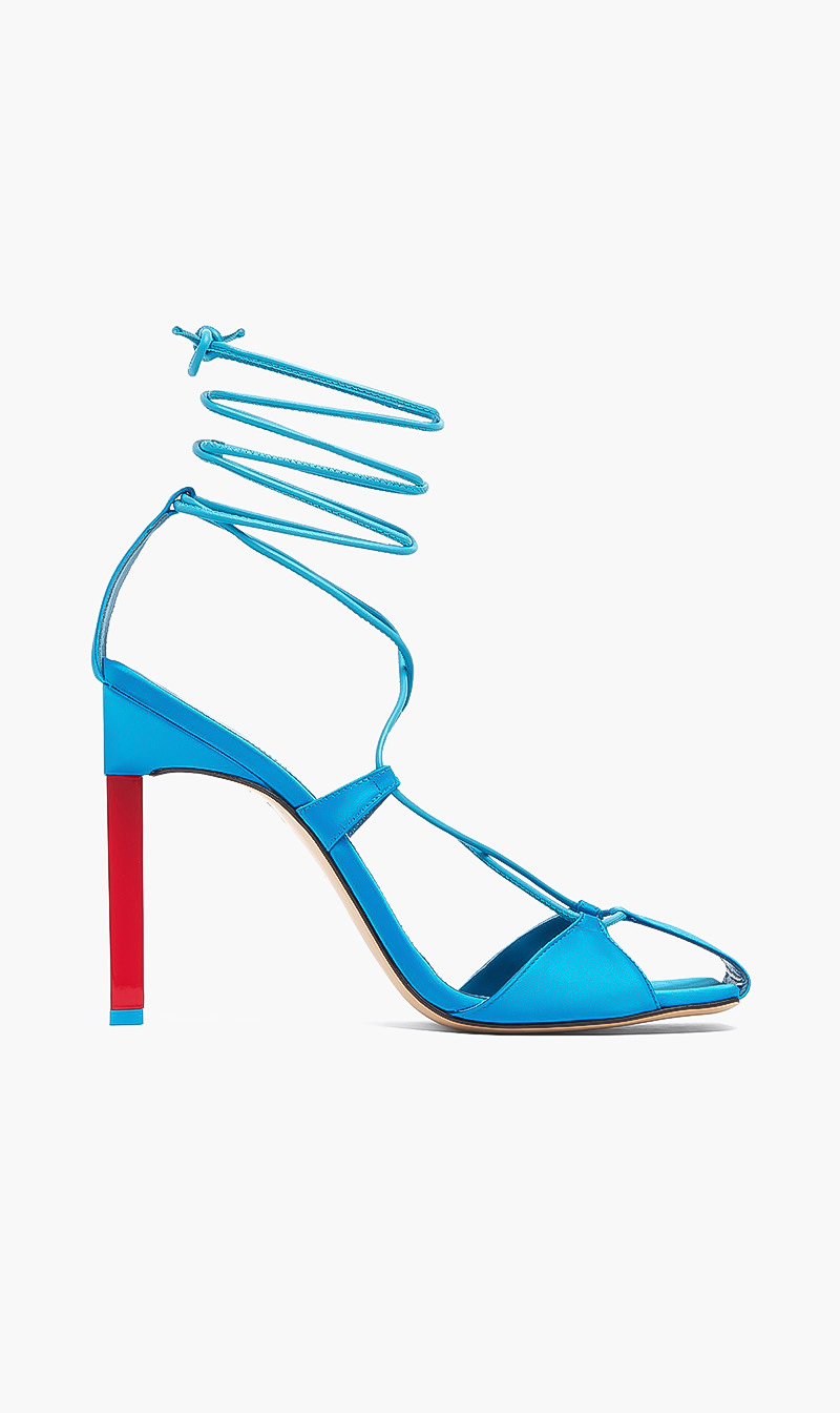 

Attico Blue Strap Square Toe Heels for Women | The Deal Outlet