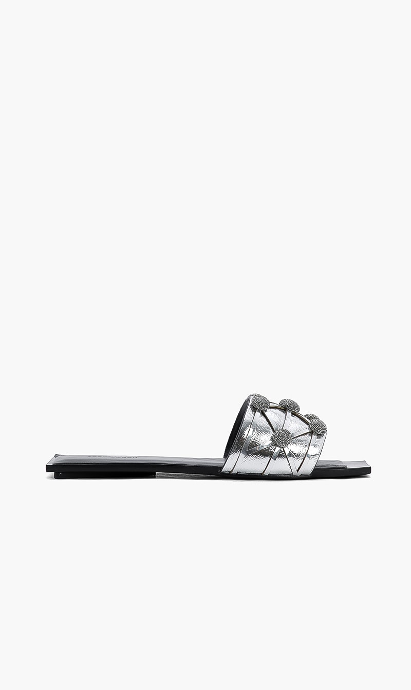 

Tory Burch Silver Crystal Bobble Flats for Women | The Deal Outlet