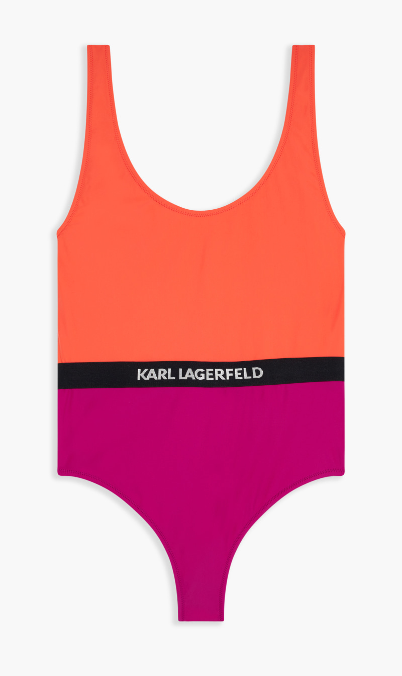 

Karl Lagerfeld Red Colour Block Swimsuit for Women | The Deal Outlet