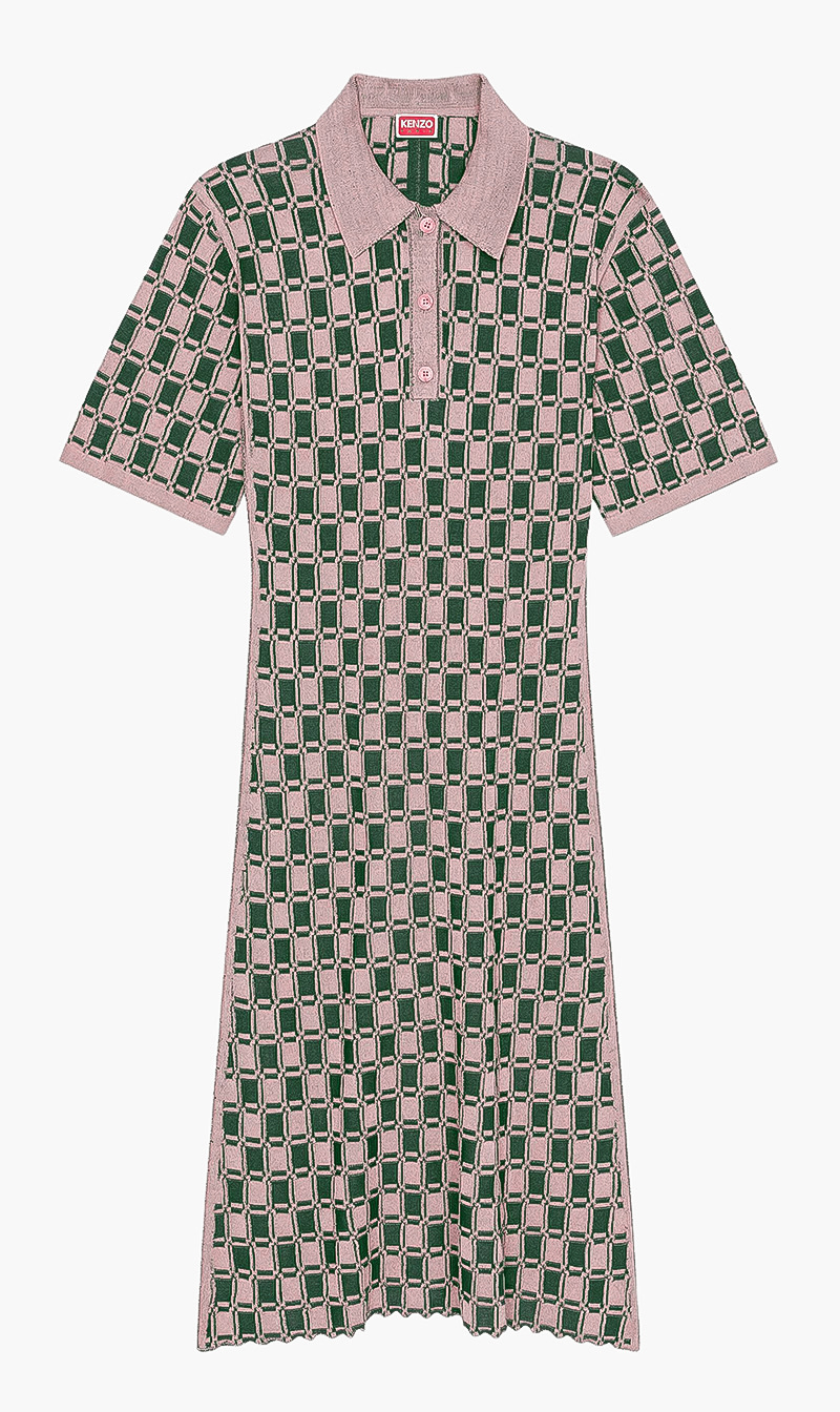 

Jacquard Polo Dress, Pink