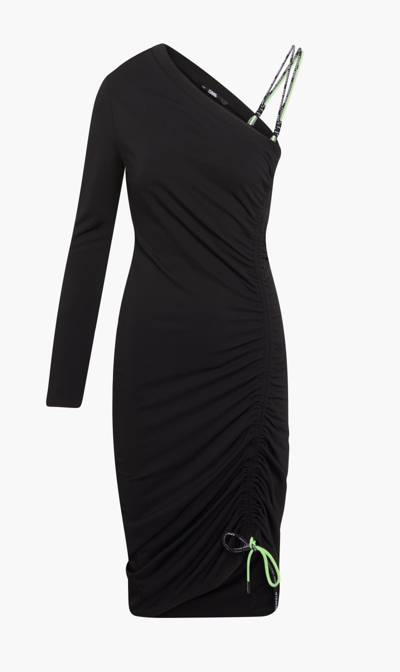 

Karl Lagerfeld Black Cord Detail Jersey Dress for Women | The Deal Outlet