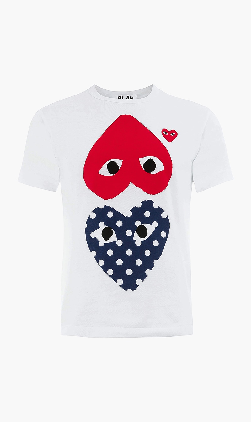 

Polka Dot With Upside Down Heart T-shirt, White