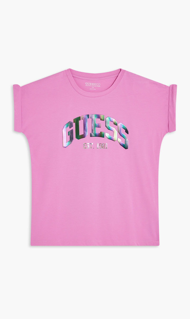 

Guess Pink Ss T-shirt - Organic Light Stretch Jersey for Girls | The Deal Outlet