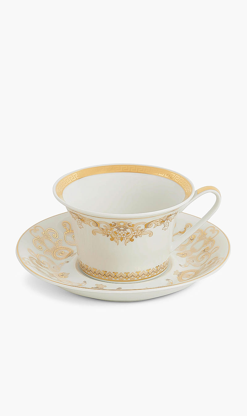 

Medusa Gala Gold Cup & Saucer, White