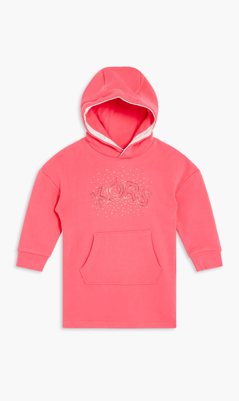 

Michael Kors Pink Pink Logo Hooded Dress for Girls | The Deal Outlet