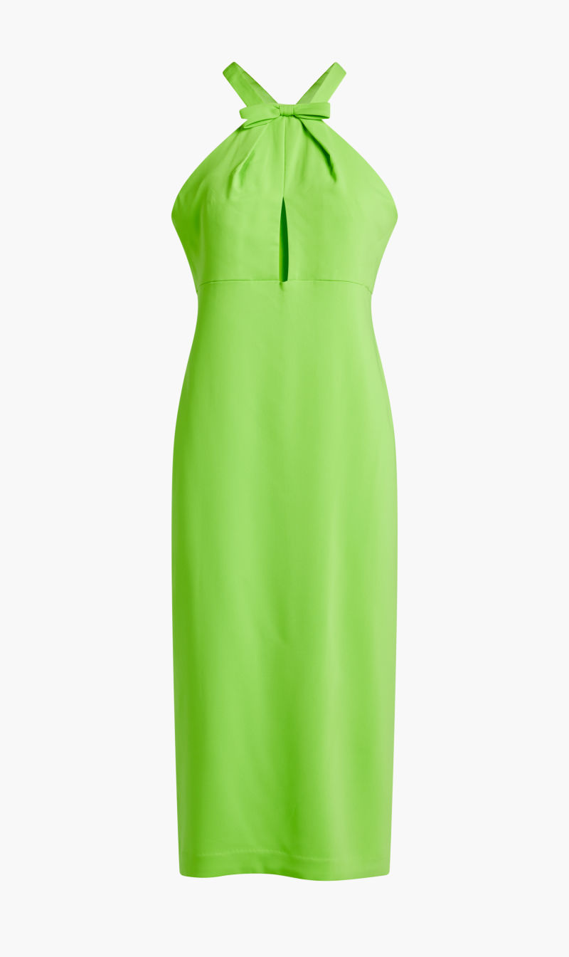 

Monique Lhuillier Green Sleeveless Crepe Midi Dress for Women | The Deal Outlet