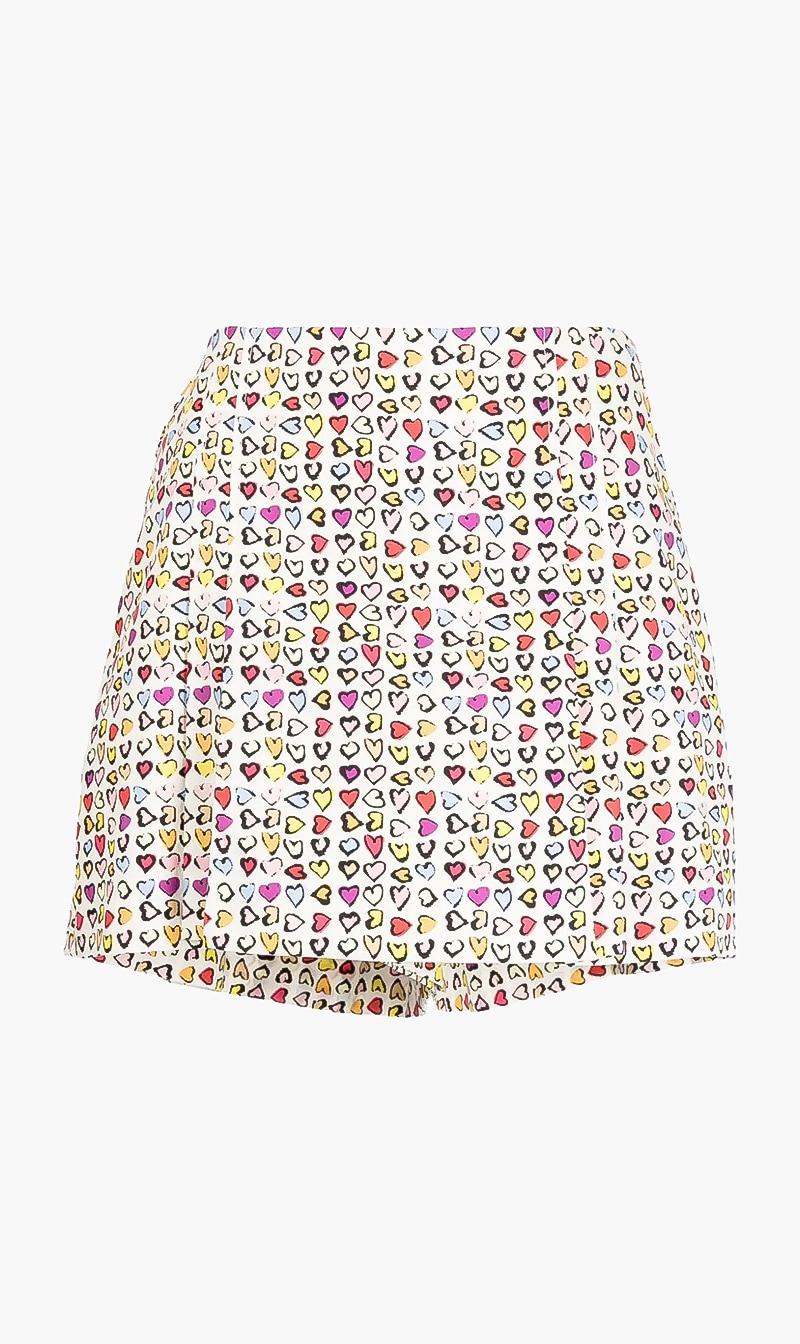 

Printed Poplin Skort, Beige