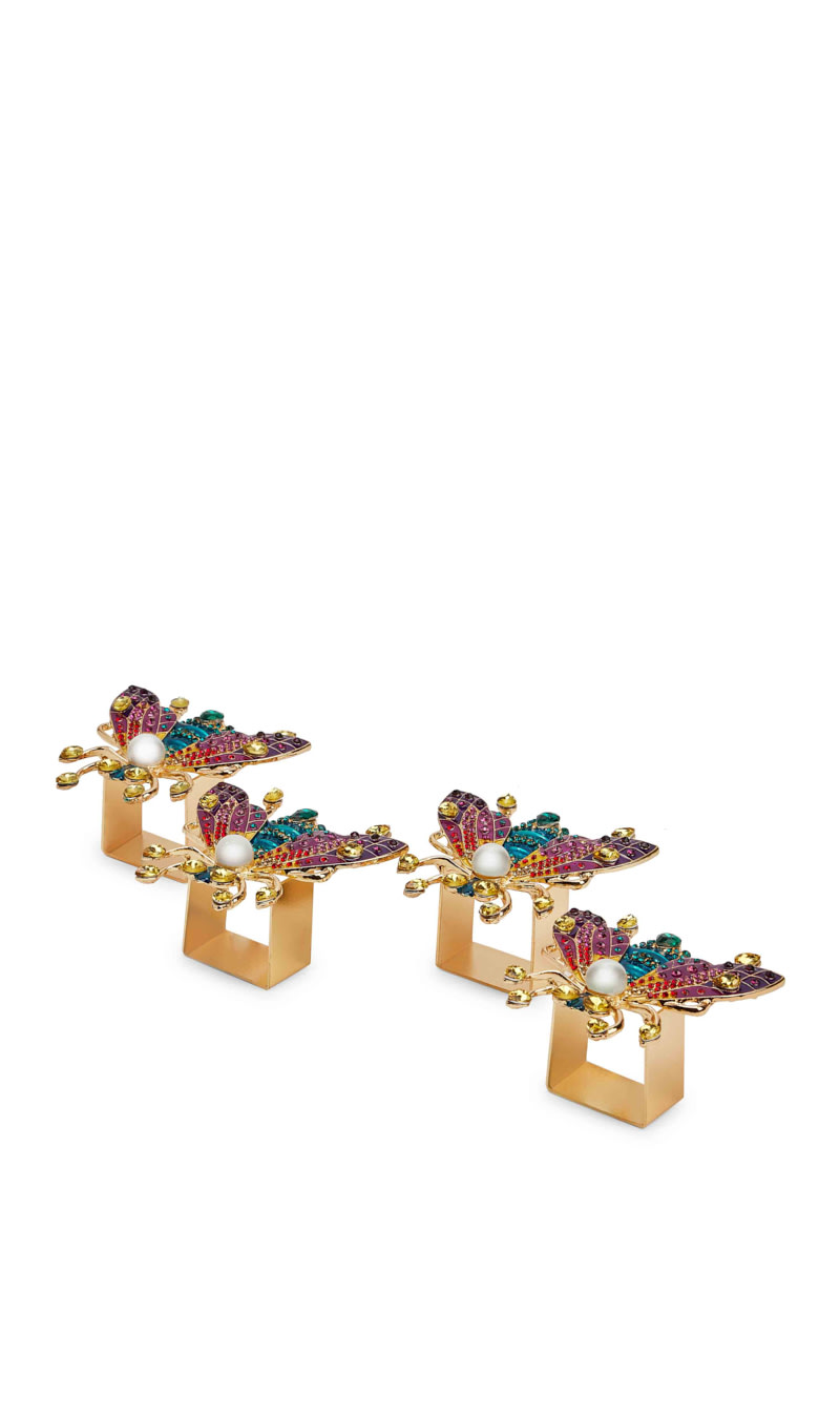 

Kim Seybert Multi-color Glam Fly Napkin Ring In Multi, Set Of 4 | The Deal Outlet