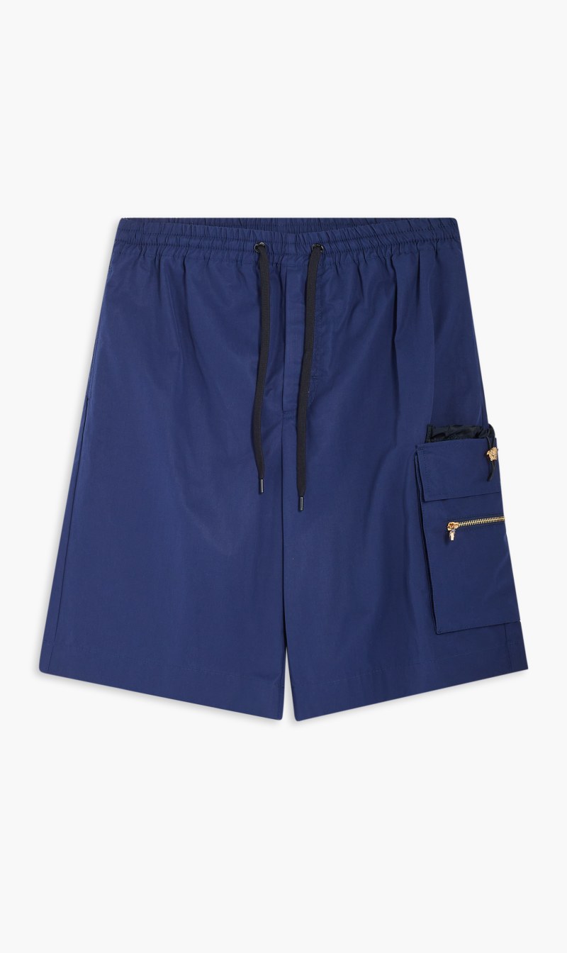 

Versace Blue Shorts Ctn Ppln Bermuda Informal Drawstring Contrast Greca for Men | The Deal Outlet