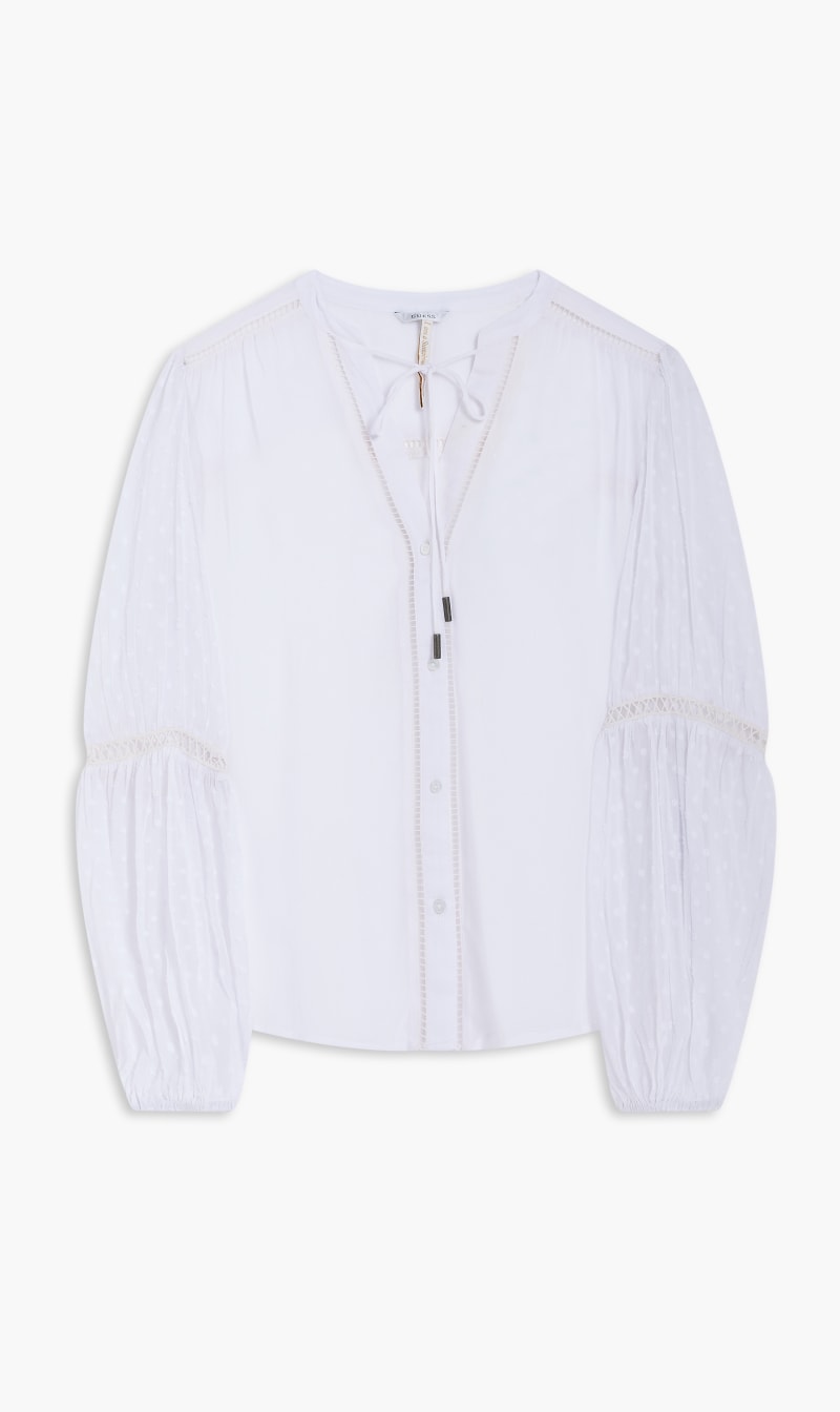 

Guess White Long Sleeve Josette Top for Women | The Deal Outlet